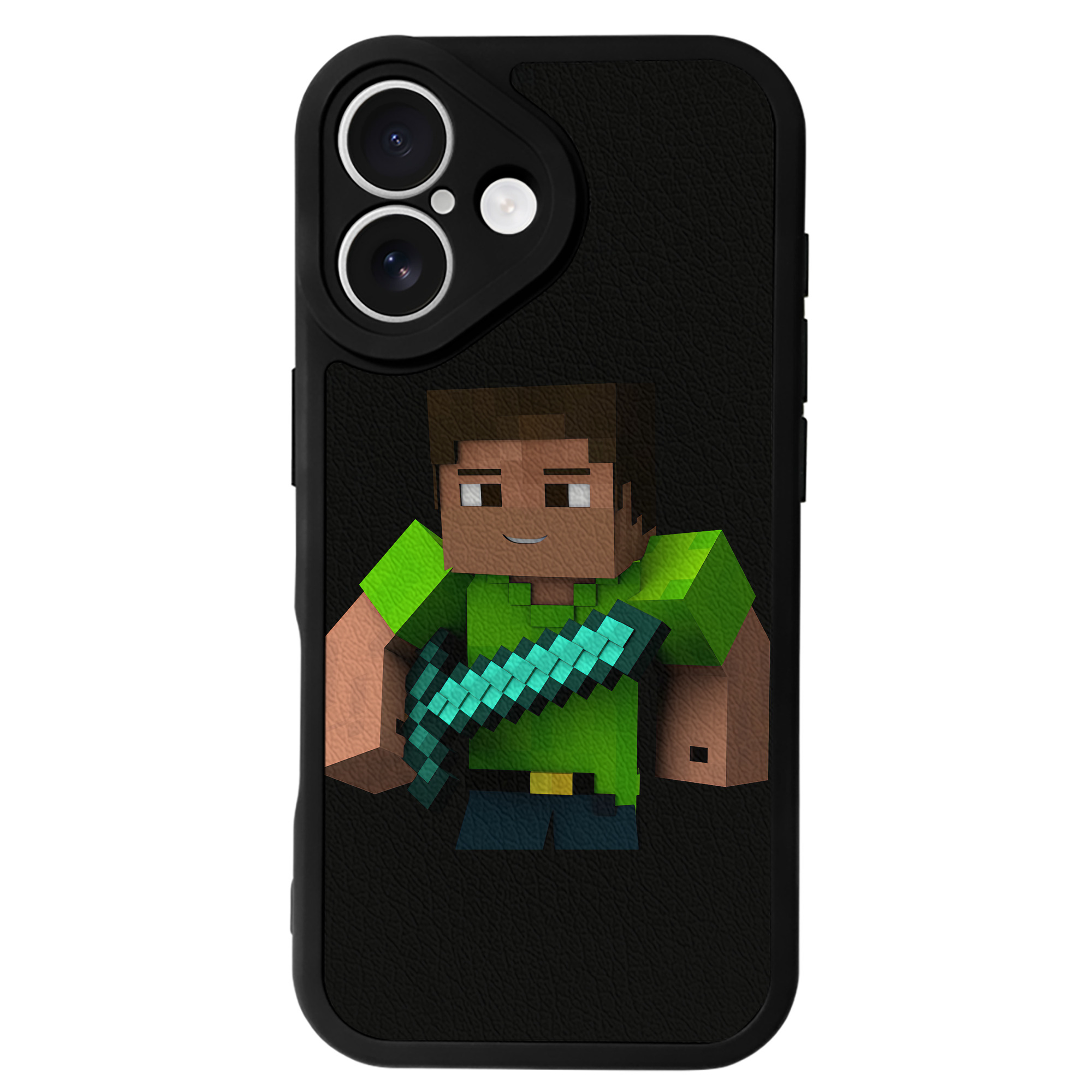 （画像用） マインクラフト ブロックの世界 Minecraft MC Block world 【iPhone 16シリーズ対応】シリコンスマホケース（レザー調） 材質：シリコン